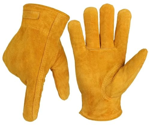 Cowhide Leather Work Safety Gloves - Wear-Resisting Protective Gloves For Welding, Construction, Garden, MOTO & Sports(XL)