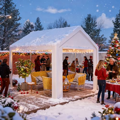 Thanaddo Pavillon 3x3 Meter Premium Winterfest Partyzelt mit Seitenwände, Wasserdicht Stabil Gartenpavillon Gartenzelt, UV Schutz Outdoor Festzelt Carport, Weiß