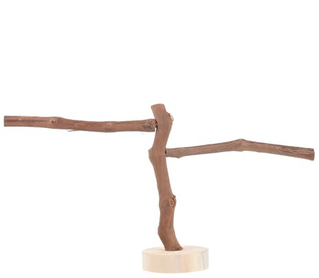 DECHOUS Perchoir Naturel en Bois de Vigne 20 Cm 2 Branches Horizontales, Accessoire pour Cage à Oiseaux, Perchoirs pour Perruches et Perroquets, à Mâcher et Support de Griffes