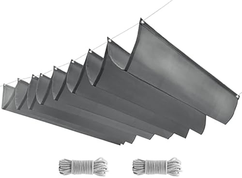 HOFUNTRE Wellenförmiges, Gleitdraht Welle Shade Sail einziehbares Sonnensegel, wasserfest, UV-Schutz, ideal für Terrasse, Garten, Hof, Deck und Carport(W:3.2m/10.5ft*L:5m/16.5ft)