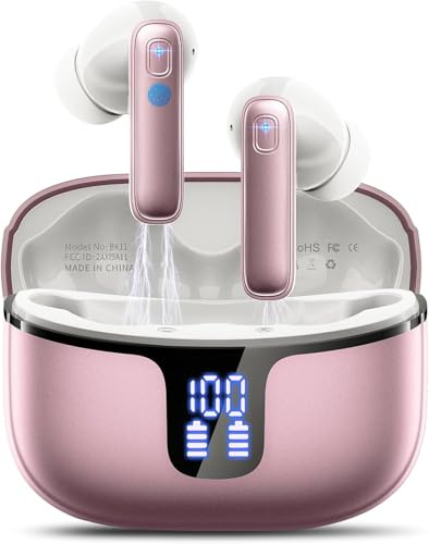 Ordtop Cuffie Bluetooth, 2026 Auricolari Bluetooth 5.3 con 4 HD ENC Cancellazione Rumore Mics, 40 Ore HiFi Stereo Cuffiette Bluetooth con LED Display, IP7 Impermeabili Cuffie Wireless per Android/iOS