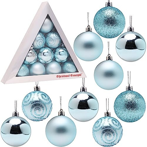 Pack de 10 babioles - 60mm (2.4) Taille - Arbre de Noël Décorations (Glace Bleue)
