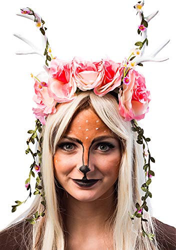 Orlob Reh Haarreif mit Blumen und Rosen - Romantischer Kopfschmuck Kostüm Fasching Halloween Cosplay Animé