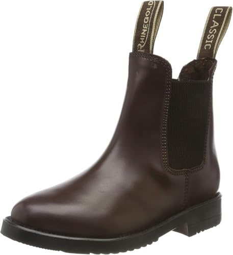 Rhinegold Childs Young Rider COMFEY CLASSIC LEATHER JODHPUR BOOTS - Traditional Horse Riding Boots - No Zip, Easy On/Off, Elastic Sides, Girls and Boys Equestrian Ankle Boots (Brown, Size EU 38, UK 5)