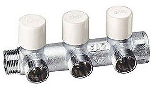 3879 11202EU 2-Wege-MULTIFAR-Verteiler M-F 1X1 / 2 EUROKONUS mit FAR-Absperrventilen