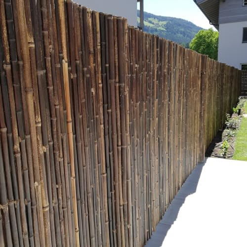 DE-COmmerce clôture en bambou stable, pare-vue noir, fermée en haut, clôture enroulable, clôture de jardin, clôture pare-vue pour jardin, terrasse, balcon (HxL) 200 x 180 cm