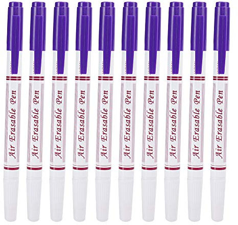 Cikonielf 10Pcs Wasser Stoff Marker Weiße Tinte Verschwindende Tinte Stoff Marker Stift Doppelkopf Wasser Löschstift zum Nähen Erstellen von waschbarer Kunst(Lila)