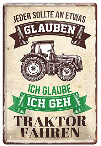 Ich geh Traktor fahren - Retro Deko Blechschild - Metallschild für Schlepper, Bulldog, Trecker, Landmaschinen, Zugmaschinen, Ackergerät, Trekker Fans - Traktor Sammler Schrauber Besitzer - 20x30cm