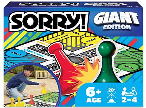 Giant SORRY! Classic Family Board Game Indoor Outdoor Retro Party Activity with Oversized Gameboard & Pieces, for Kids and Adults Ages 6 & up