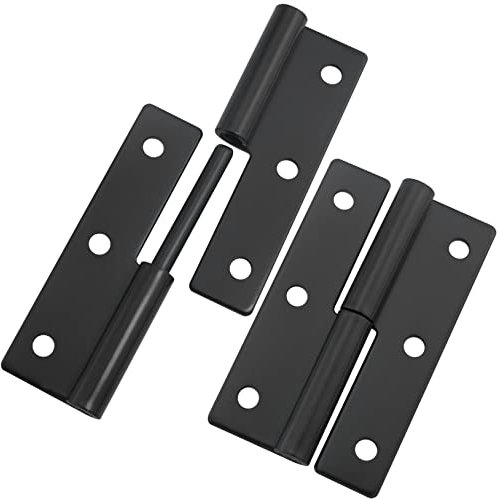 ITROLLE Mini-Scharniere für Linkshänder, Edelstahl, mit Schrauben, abnehmbares Gleitgelenk, kleine Flaggen-Scharniere, 62 mm, Schwarz, 2 Stück