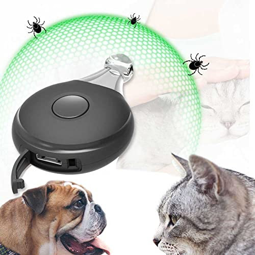 Ultraschall Floh Und Zeckenschutz Pet Ultraschall Anhänger Gegen Zecken USB-Aufladung, blinkendes Licht zur Vermeidung von Verlusten in der Nacht, geeignet für Katzen und Hunde (Black, M)