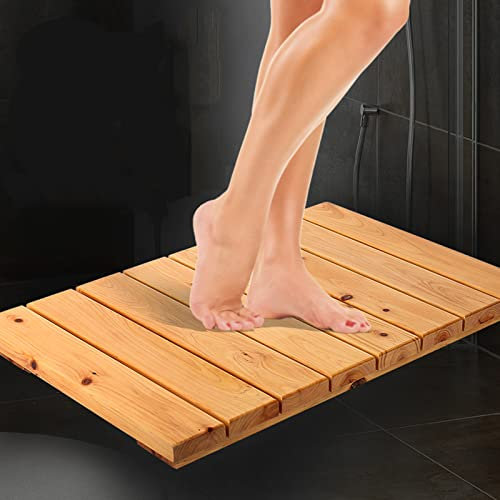 Zhaomi Caillebotis Douche ?Bois,Salle ?de Bain Tapis de Bain,Tapis de Douche Extérieur,Tapis de Bain de Douche,pour Douche et Baignoire Tapis de Bain en Bois,Personnalisable (40x40cm/15.7x15.7in)