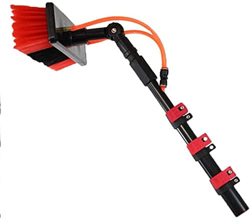 LAErper Water Fed Pole Kit Outdoor Window Glass Cleaner Photovoltaic Solar Panel Cleaning System Washing Solution Scrubber Brush Hose Spray Washer,12Ft/36Ft