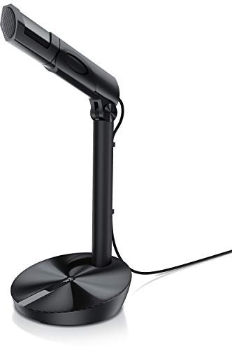 CSL - PC Standmikrofon, USB Mikrofon, Kompatibel mit PC, Mac, Smartphone, Professionelles USB Mikrofon mit Einstellbarer Lautstärke, hohe Klangqualität, Plug & Play
