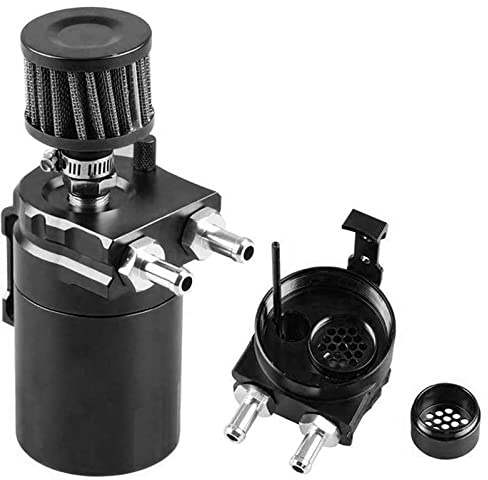 Weigudoc Aluminium Voiture Réservoir, 300ml Oil Catch Can Récupérateur d'huile Moteur, Moteur Séparateur Réservoir à Huile Pot avec Air Filtre Reniflard et Tuyau Accessoires