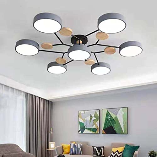 Bellastein LED Deckenleuchte, Kronleuchter，Haushaltshalle Deckenlampe Holz modernes LED Runde Holz Lampen Deckenlampen für Schlafzimmer Kinderzimmer Wohnzimmer Küch (Asche)