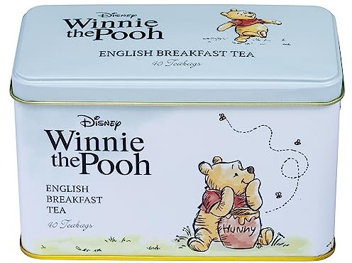 New English Teas Winnie the Pooh Tea Caddy with 40 English Breakfast Teabags, Tigger, Piglet & Eeyore