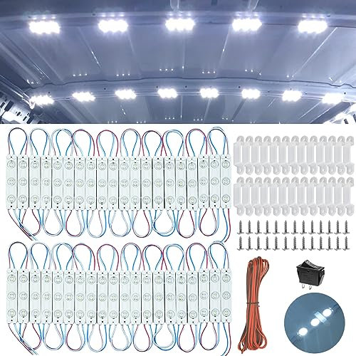 12V 120 LEDs Van Interior Light Kits,White Car LED Ceiling Lights Kit, Super Bright Lighting Dome Lamp for Van RV Truck Auto Vehicle Boat Caravan Trailers Lorries Cargo Transit Bus Camper (40 Modules)