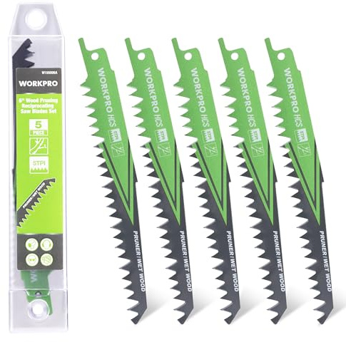 WORKPRO 6 Wood Pruning Reciprocating Saw Blade Set, 5TPI, 5-Piece