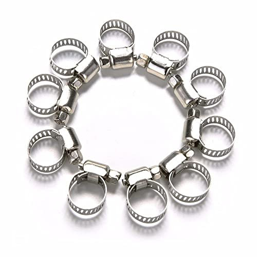 10 Stück Edelstahl-Antriebsschlauchschelle, verstellbar, Kraftstoffleitungsrohr, Schneckengetriebe-Clip, Klemmrohrbefestigung, 8 mm Federklemme, 10 Stück