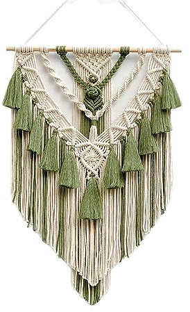 Ulalaza Macrame Wall Hanging Decor Handmade Woven Tapestry Tassel Wall Hanging Ornaments Boho Wall Hanging Apartment Room Home Office Decoration Bedroom Living Room Gallery