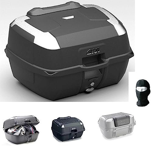 Kompatibel mit 1252 VRSCDX NIGHT ROD SPECIAL Monolock Topcase + Platte+Netz+Rückenlehne Givi für 2 Integralhelme, 43 l, universell für Motorräder und Motorroller mit Gepäckträgern grau