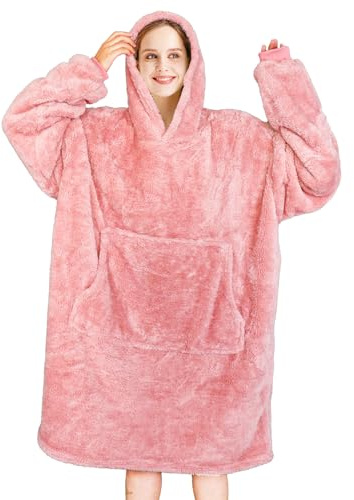 HiScooter Oversize Hoodie Decke, Flauschige Sherpa Tragbare Decke, Weich Sweatshirt TV Kuschelpullover mit Ärmeldecke und kuschelpulli Decke zum Anziehen, Geschenke für Erwachsene