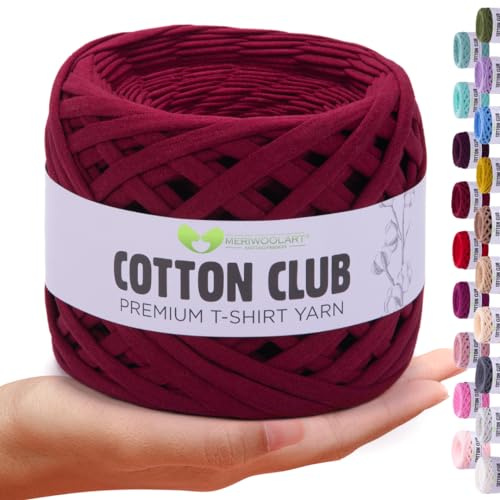 MeriWoolArt® Premium Baumwolle zum Häkeln und Makramee, 10 mm x 110 m Qualität Baumwollgarn, T-Shirt Garn für Handtasche, Teppiche, Pflanzenkörbe, Wurfkissen und Makramee-Wandbehang oder Geschenkband