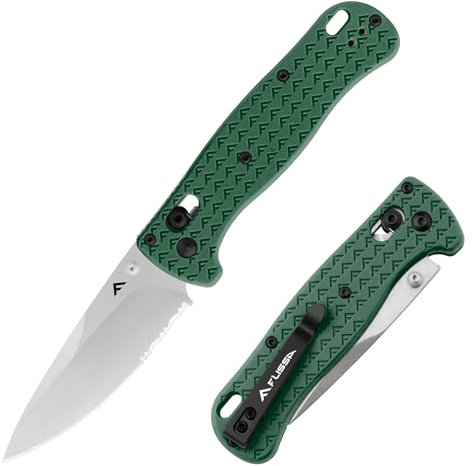 FLISSA Couteau de Poche Pliant, Couteau Randonnée avec Lame en acier AUS-8, Clip de Poche Incluse, Cadeau d'Outil Idéale pour Camping, Randonnée, Activités en Plein Air, Vert