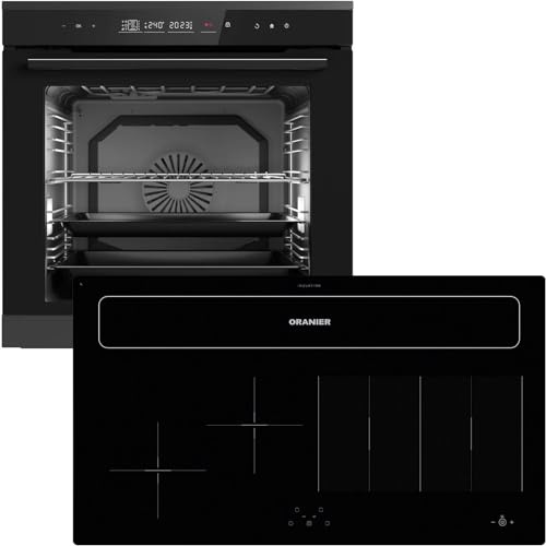 Oranier Einbau-Backofen Set Pyrolyse EBP820 autark - 14 Funktionen & Flexx-Induktion 90 cm Kochfeldabzug KXI 1092-4 Kochzonen & Brückenfunktion