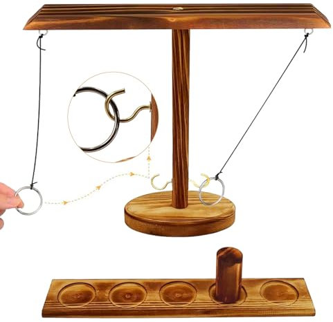 Begonia Ring Toss Game, Ring Toss Hook und Ring Indoor, Ringwurfspiel aus Holz, Holz Tischplatte Hook Ringwurfspiel Kinder, Battle Game Haken Haken Party Ringwurf Kampfspiele für Family Bar