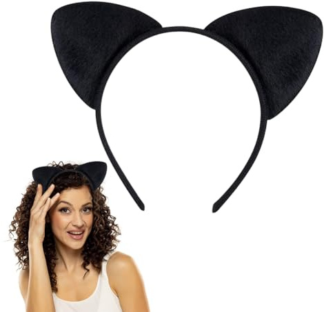 KARELLS Katzenohren Stirnband, Katze Haarbänder Haarschmuck, Cat Ears in Schwarz, Haarreif Katzenohren, Haarreif mit Katzenohren, für Mädchen Damen Kostüm Parteien Deko, 1pc