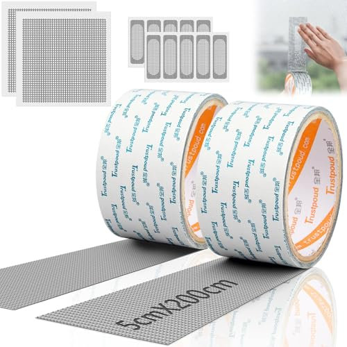 SWTYExt 2 Rollen Fliegengitter Reparatur Klebeband 5cmx2m Fliegengitter Klebeband Stark Haftender Insektenschutz Reparaturset Fliegengitter für Fenster Türen Camping-Zelte Haustiergitter