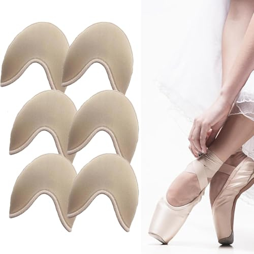 3 Paar Spitzenschuh-Zehenpolster, Stoff-Zehenschutz, Ballett-Spitzenschuh-Polster, Ballettschuh-Zehenpolster, Lindern Vorderfußschmerzen, Geeignet für Frauen und Mädchen (Hautfarbe)