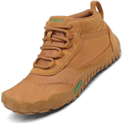 SAGUARO Kinder Barfußschuhe Jungen Leichtigkeit Trekking-Wanderschuhe Mädchen Outdoor Fitnessschuhe Festes Braun Gr.34