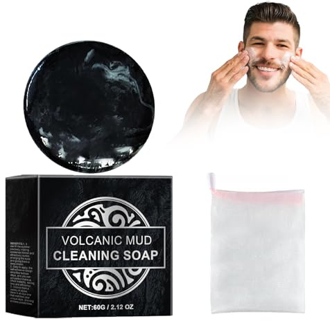 Sapone in Barra Di Fango Vulcanico Naturale, Sapone Nero Con Rete a Bolle, Pulizia Profonda Dei Pori, Sapone per Il Corpo per Uomini E Donne, Detergente Viso E Corpo