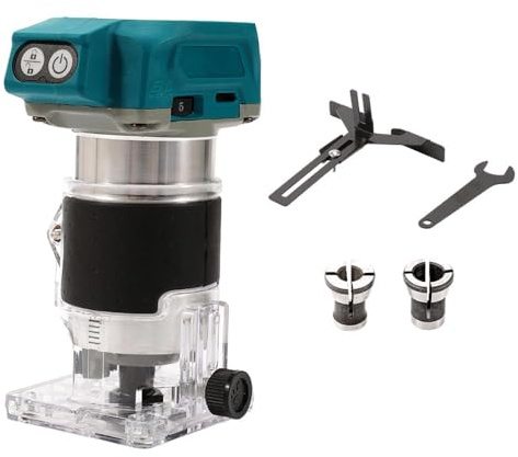 Fresatrice per legno, 10000-30000RPM, fresatrice elettrica per bordi con pinza da 6,35 mm, utensile da taglio per intagliare il legno, per il fai da te (Without Battery)
