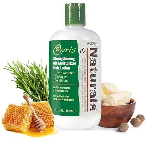 Curls & Naturals Strengthening Oil Moisturizer Hair Lotion with Shea Butter, Honey, Castor Oil, and Rosemary Extract – Moisturizing for Dry, Curly, and Natural Hair - 12 oz