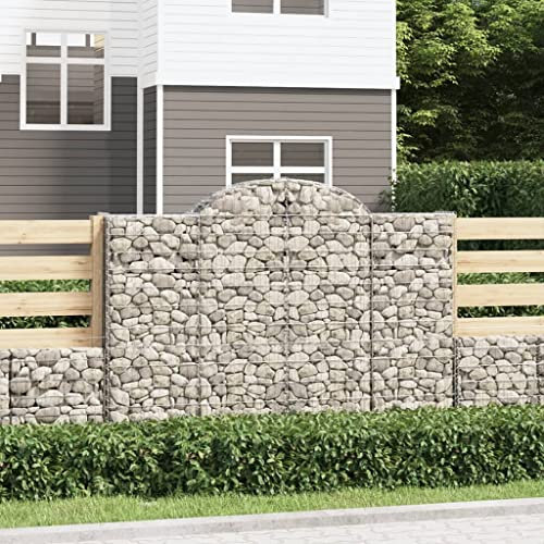 OHOOWOO Cesti Gabbioni ad Arco 12 pz 200x50x140/160 cm Ferro Zincato,Muro di Contenimento a Gabbia Metallica Decorativa e Fonoassorbente Vasi e accessori per piante