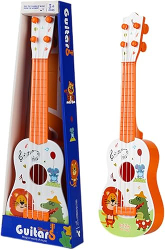 Gitarre für Kinder 41 cm Mini Gitarre Ukulele Gitarre Spielzeug mit 4 Stimmbare Saiten Kinder Ukulele Gitarre Spielzeug Musik Lernspielzeug für Kleinkinder Anfänger Jungen Mädchen Geschenk (Orange)