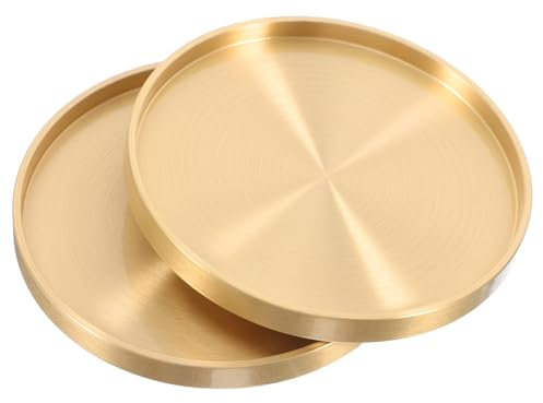 Cabilock 3 Ensembles Porte-gobelet Simple sous-Verres pour Tasses Tasse Coaster sous-Verres Dessous De Thé Montagnes Russes en Or Tasse De Thé À Thé Élégant Rétro Laiton Golden 2 Pièces * 3