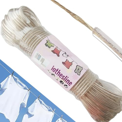 MITUMORMOR Wäscheleine, 30m Wäscheleine Extra Stark mit Stahlkern, Reißfeste und Rostfreie Outdoor Wäscheleine, 120kg Tragfähigkeit, Flexible Wäscheseil für Draußen, Garten, Camping