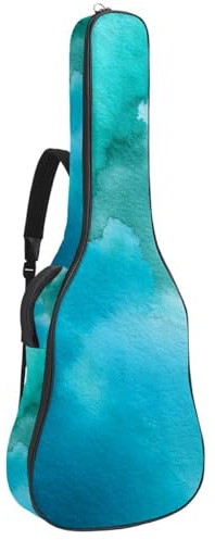 Gitarrentasche, 101,6 cm, 104,7 cm, 1 cm dick, Schaumstoff, weich gepolstert, für Akustik-, E-Bass, klassische Gitarre, tropische Aquarellblumen, Kränze, Blumensträuße, Mehrfarbig 04, 42.9x16.9x4.7 in