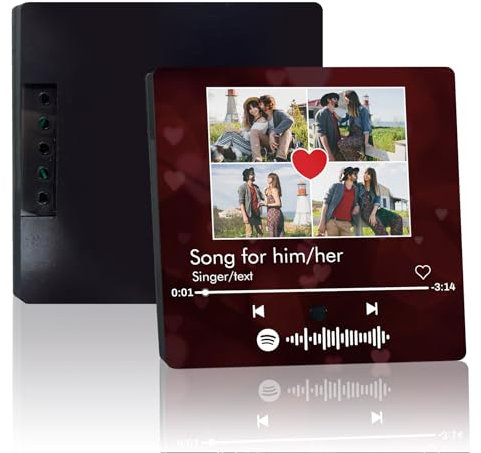 GEXHSRGD Individueller Musik-Kühlschrankmagnet, Musik-Kühlschrankmagnete, Spotify-Plakette, personalisierbar mit Fotos und Musiks(Vier Bilder)