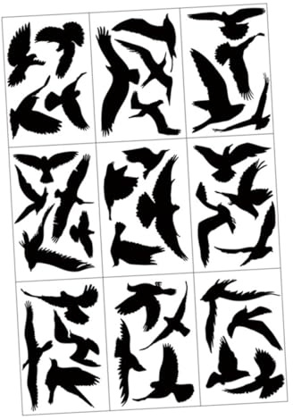 GLEAVI Pegatinas Anticolisión para Ventanas Negras Estilo Colibrí, 9 Hojas Estáticas de Vinilo Removible, Decoración para Sala de Estar, Protección de Aves, sin Residuos ni Daños,