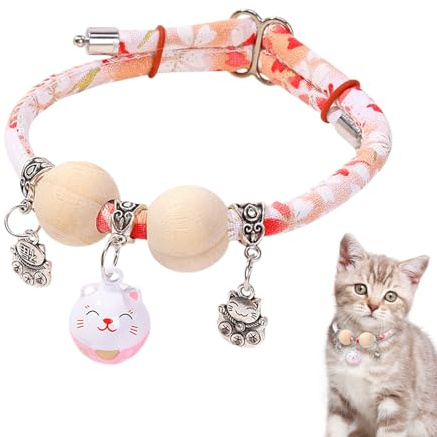 Cat Collar | Lucky Cedar-Bead Collar for Cat - All-Day Wear Animals Adjustable Necklace Aesthetic for Photography Training Travel Walking Holiday Yard