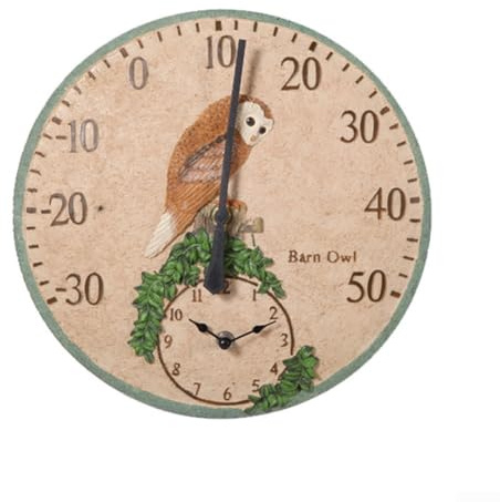 Zoegneer 30,5 cm große Gartenwanduhr, wasserdicht, mit Vogelmotiv, Vintage-Stil, leises Uhrwerk und Temperaturanzeige, für drinnen und draußen