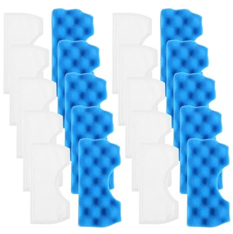 10 Set Di Filtri In Spugna Blu E Cotone Bianco, Compatibili Con Aspirapolvere Samsung Serie DJ97-01040C, Facile Da Pulire