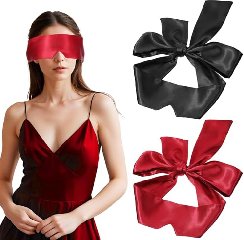 IANFAN 2 Stück Satin Augenmaske, Schlafmaske Weiche Augenmaske 148 cm Verdunkelungs Augenschutz für Frauen Männer Paare Reise Augenmask für Nachtschlaf Reisen und Nickerchen