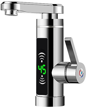 Grifo de calentamiento instantáneo, grifo de agua de calefacción inteligente, grifo eléctrico giratorio 360° con indicador de temperatura LED, potencia de 3000 W, adecuado para cocinas y baños
